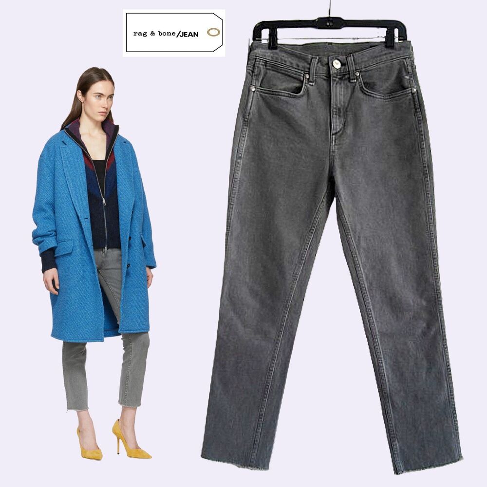 Rag & Bone Daly Vintage Gray Cigarette Jeans 28 NWT Cropped Raw Hem